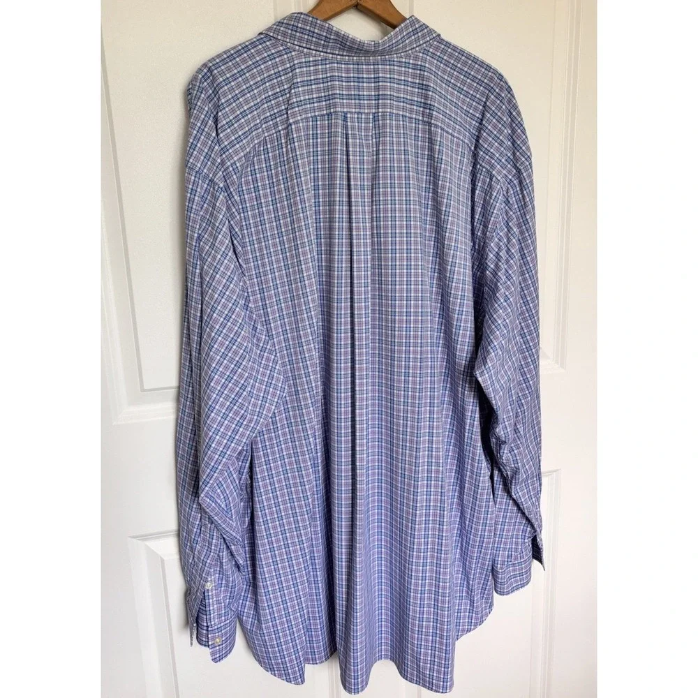 Polo Ralph Lauren Performance Button Shirt 4XLT‎ Blue Purple Plaid Stretch 0769